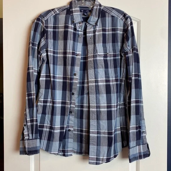 GAP | Shirts | Gap Mens Slim Fit Blue Plaid Button Down Shirt Xs | Poshmark